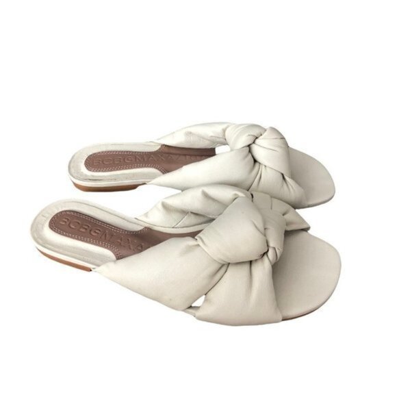 BCBGMAXAZRIA Women's Tinsley Knotted beige Leather Slides size 5 - Picture 2 of 9